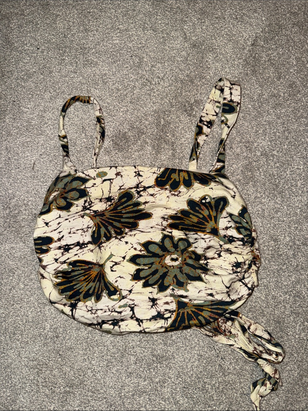 Free People Cream Floral Tie-Back Top